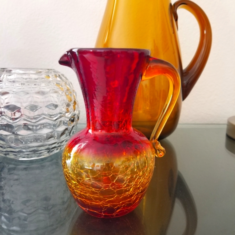 MCM Amberina glass miniature pitcher
